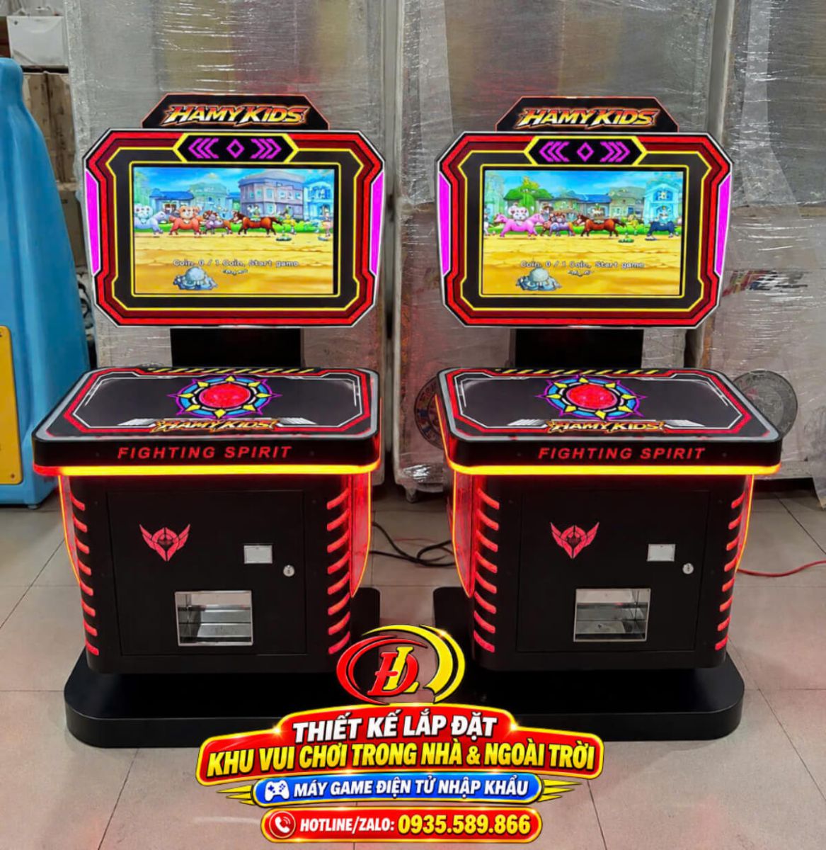 Máy bắt bò Hamy Kids Fighting Spirit màu đen LED đỏ hai máy đặt cạnh nhau