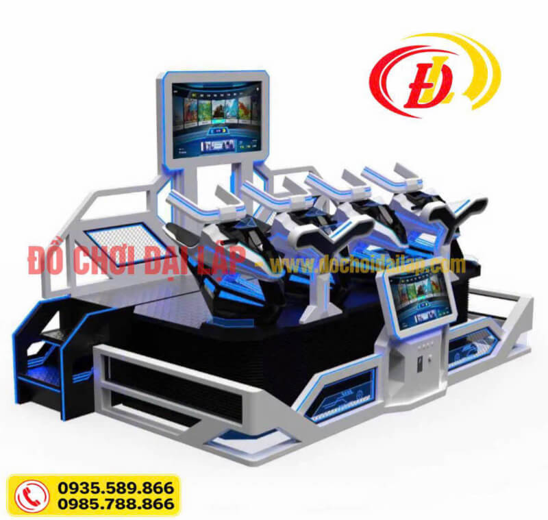 Máy game 9D VR thực tế ảo cưỡi ngựa nhiều chỗ màu trắng xanh tại Đồ Chơi Đại Lập