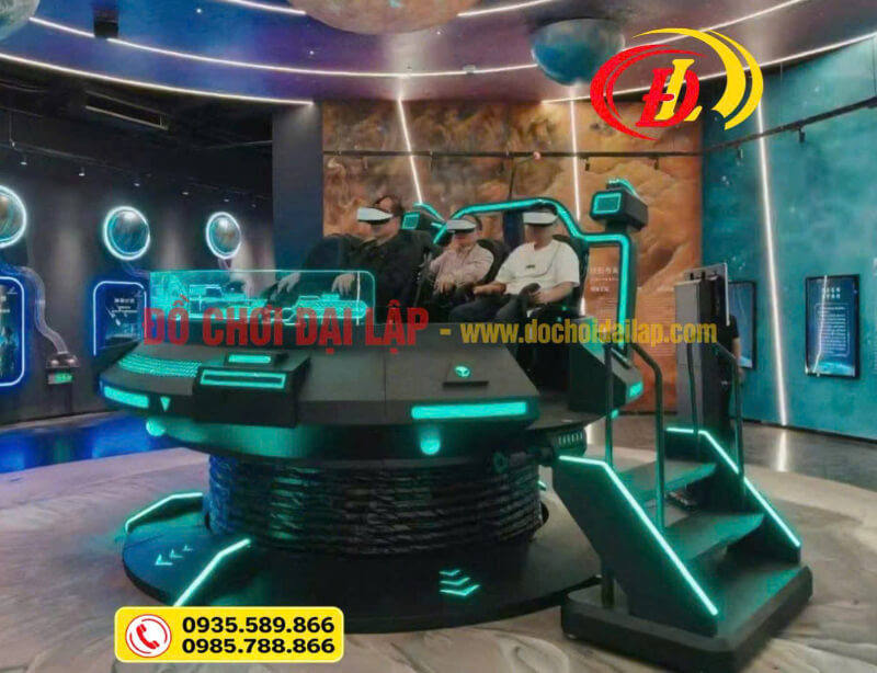 Máy game 9D VR thực tế ảo đĩa tròn 3 người với hệ thống đèn xanh tại Đồ Chơi Đại Lập