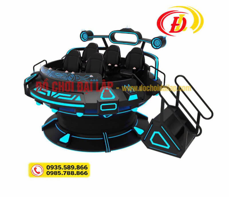 Máy game 9D VR thực tế ảo đĩa tròn nhiều ghế màu đen xanh tại Đồ Chơi Đại Lập