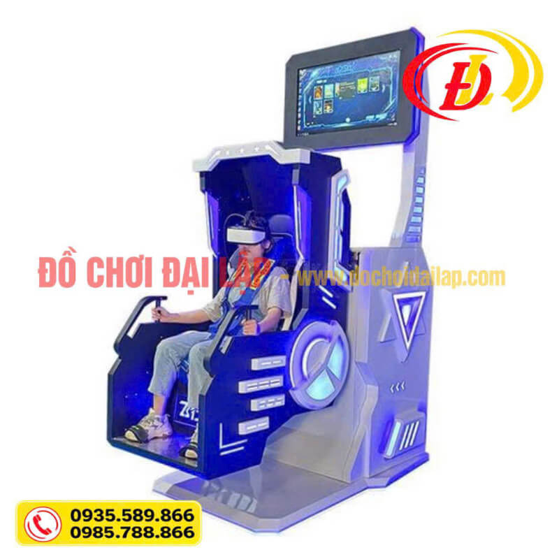 Máy game 9D VR thực tế ảo ghế đơn màu xanh dương có kính VR và màn hình tại Đồ Chơi Đại Lập