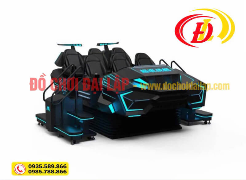 Máy game 9D VR thực tế ảo nhiều ghế màu đen xanh với thiết kế bệ mô phỏng hiện đại tại Đồ Chơi Đại Lập