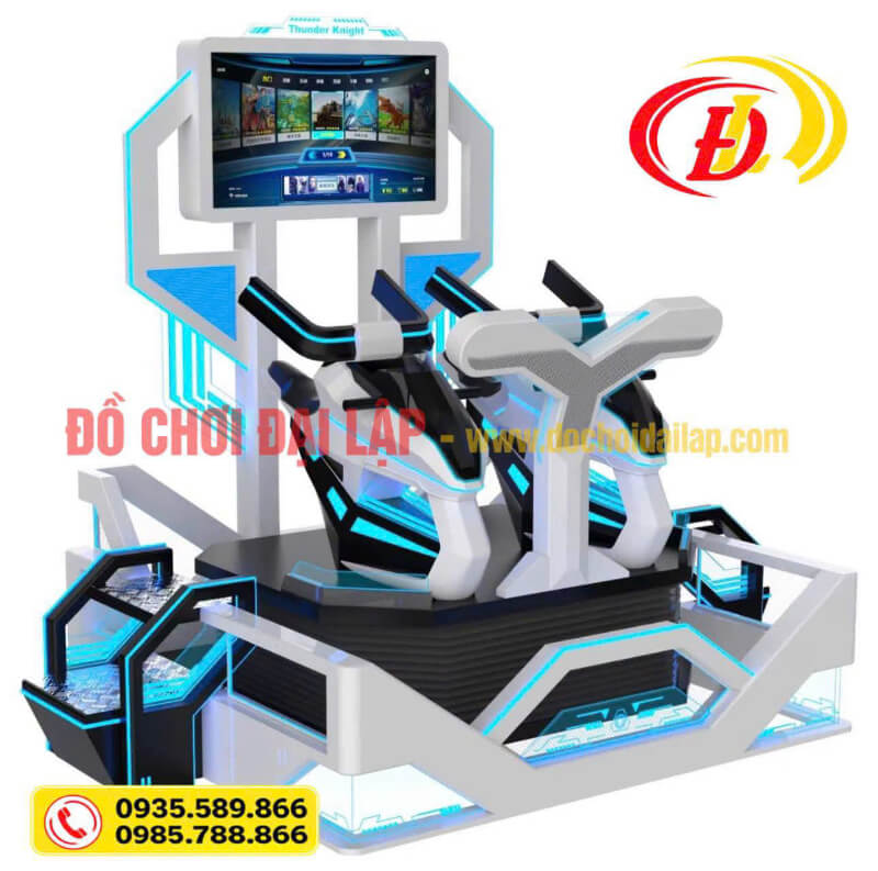 Máy game 9D VR thực tế ảo Thunder Knight hai vị trí trải nghiệm màu trắng xanh tại Đồ Chơi Đại Lập